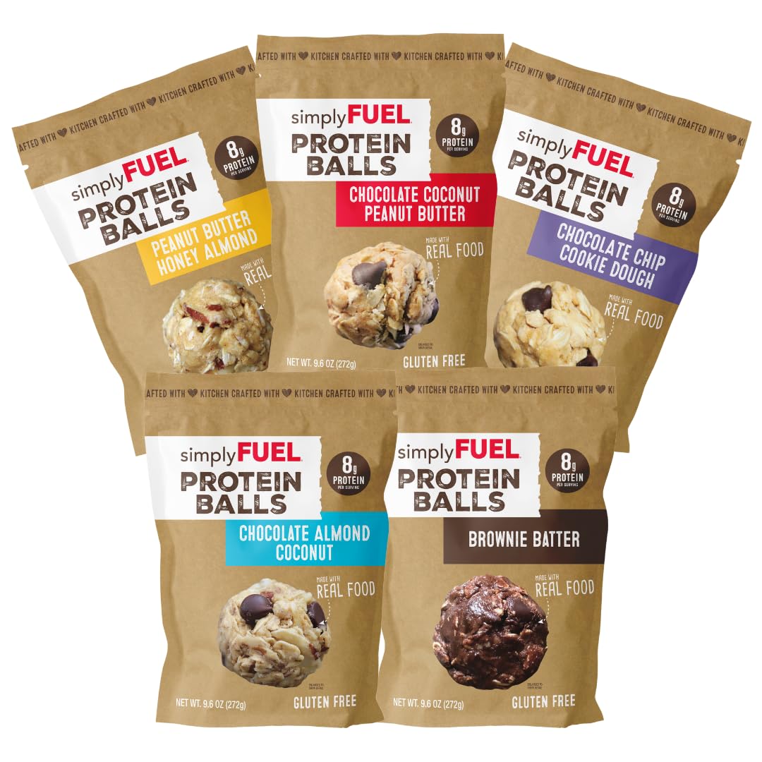 simplyFUEL Whole-Food Protein Balls (Brownie Blast) - 8 g High-Protein, Gluten-Free, Healthy Snack for Adults & Kids - 9.6 oz
