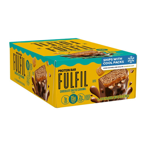 FULFIL Chocolate Salted Caramel Protein Bars, 15g Protein, 12 ct | Gluten Free with 15g Protein, Pantry Staples