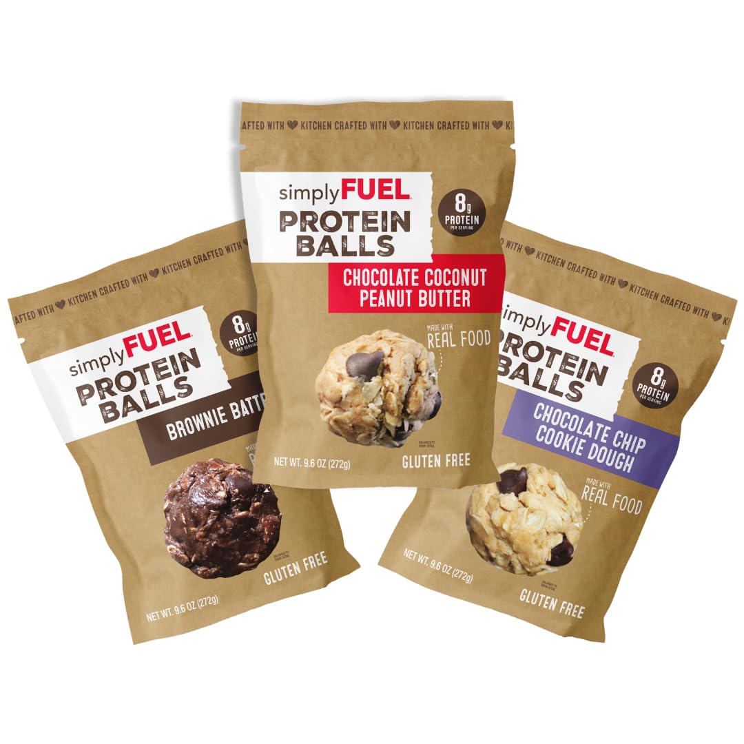 simplyFUEL Whole-Food Protein Balls (Brownie Blast) - 8 g High-Protein, Gluten-Free, Healthy Snack for Adults & Kids - 9.6 oz