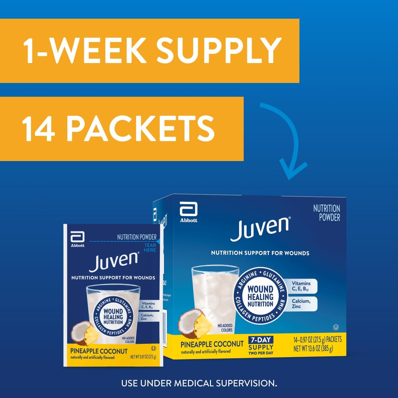Juven Nutrition Support for Wound Healing, Pineapple Coconut, 14ct