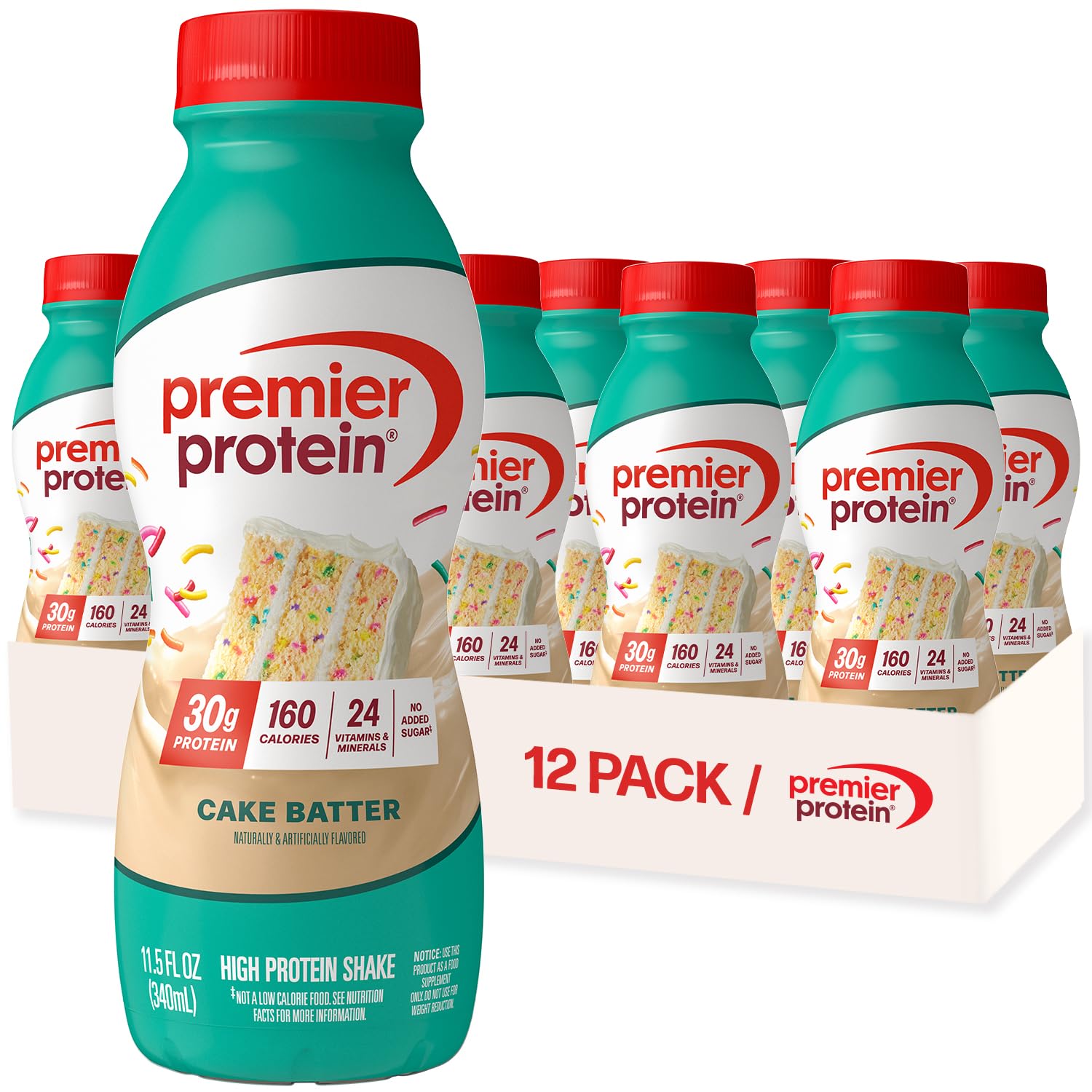 Premier Protein 30g High Protein Shake, Caramel, 12 Pack | 160 Calories, 24 Vitamins & Minerals, No Added Sugar, Supports Muscle Health, Gluten-Free, 11.5 oz