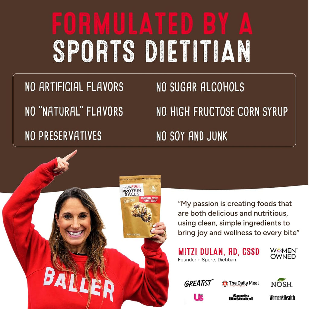 simplyFUEL Whole-Food Protein Balls (Brownie Blast) - 8 g High-Protein, Gluten-Free, Healthy Snack for Adults & Kids - 9.6 oz
