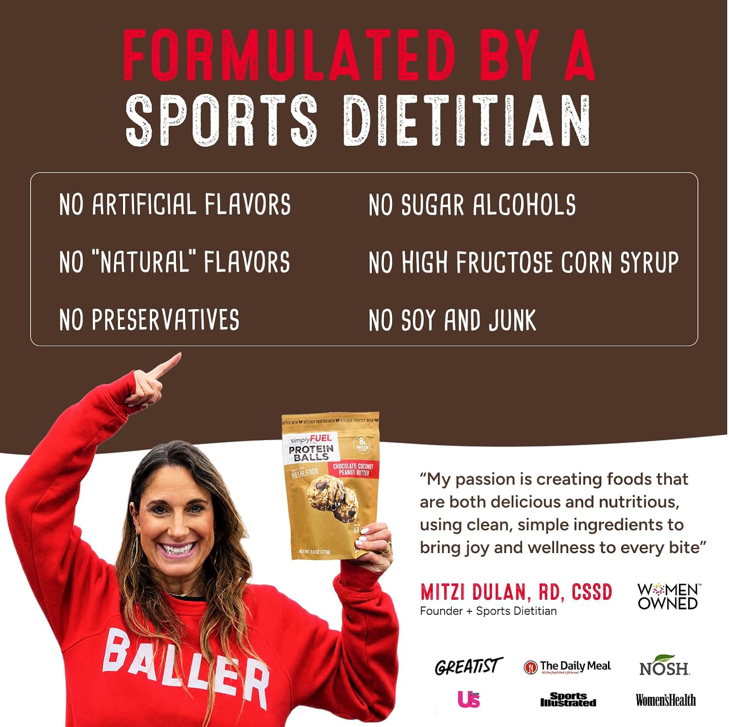 simplyFUEL Whole-Food Protein Balls (Brownie Blast) - 8 g High-Protein, Gluten-Free, Healthy Snack for Adults & Kids - 9.6 oz