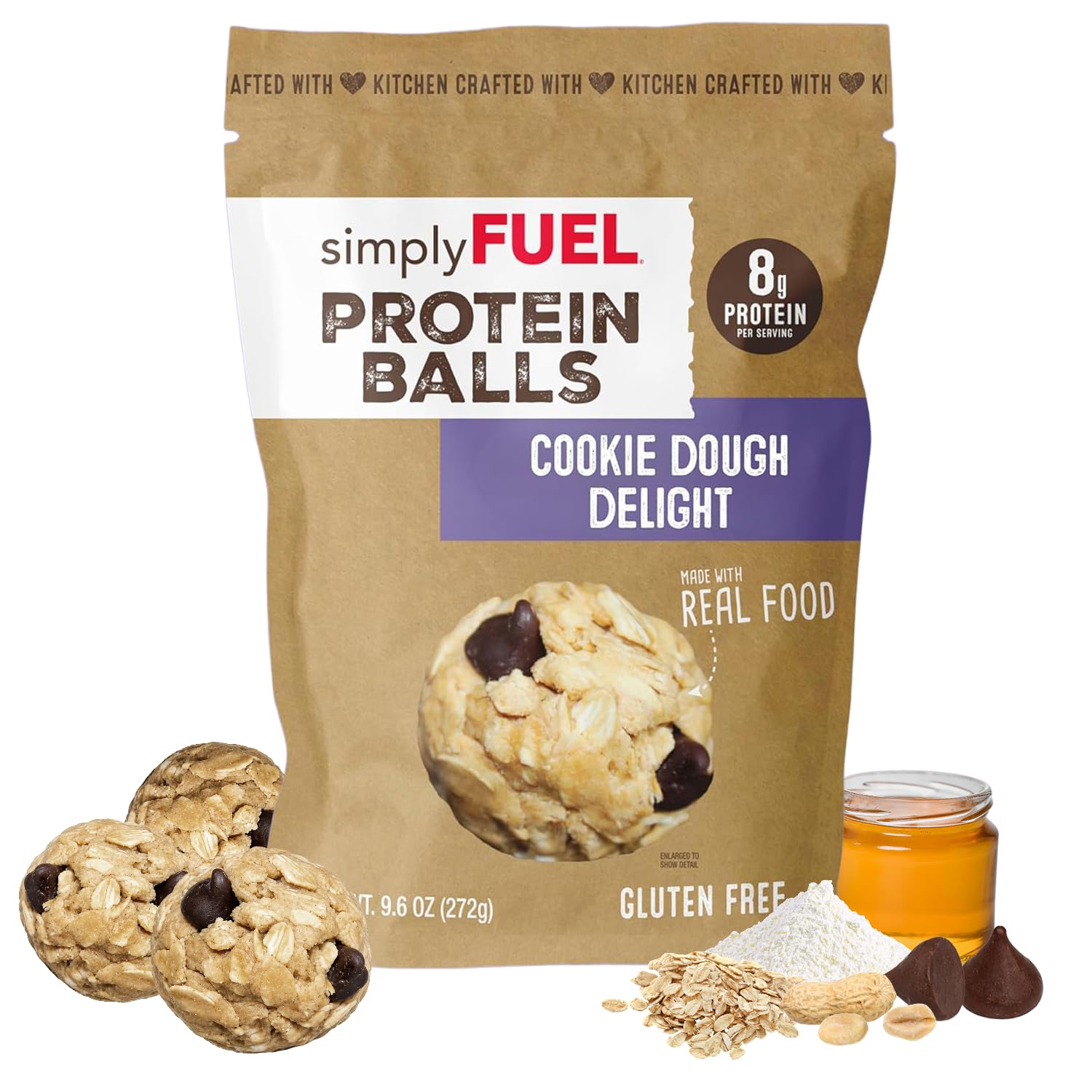 simplyFUEL Whole-Food Protein Balls (Chocolate Almond Coconut) - 8 g High-Protein, Gluten-Free, Healthy Snack for Adults & Kids - 9.6 oz