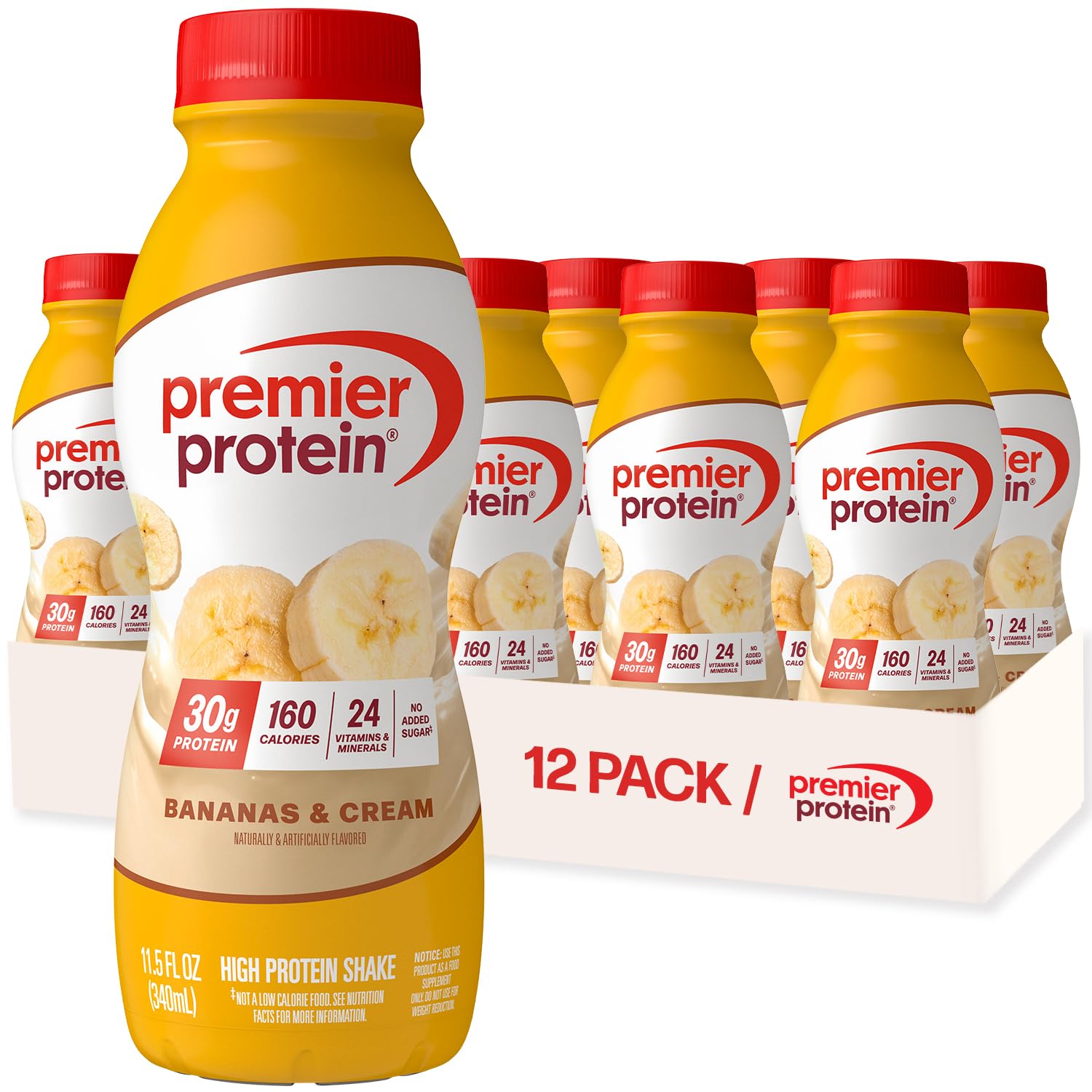 Premier Protein 30g High Protein Shake, Caramel, 12 Pack | 160 Calories, 24 Vitamins & Minerals, No Added Sugar, Supports Muscle Health, Gluten-Free, 11.5 oz