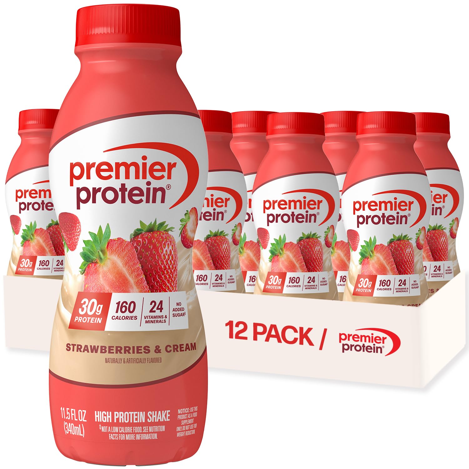 Premier Protein 30g High Protein Shake, Caramel, 12 Pack | 160 Calories, 24 Vitamins & Minerals, No Added Sugar, Supports Muscle Health, Gluten-Free, 11.5 oz