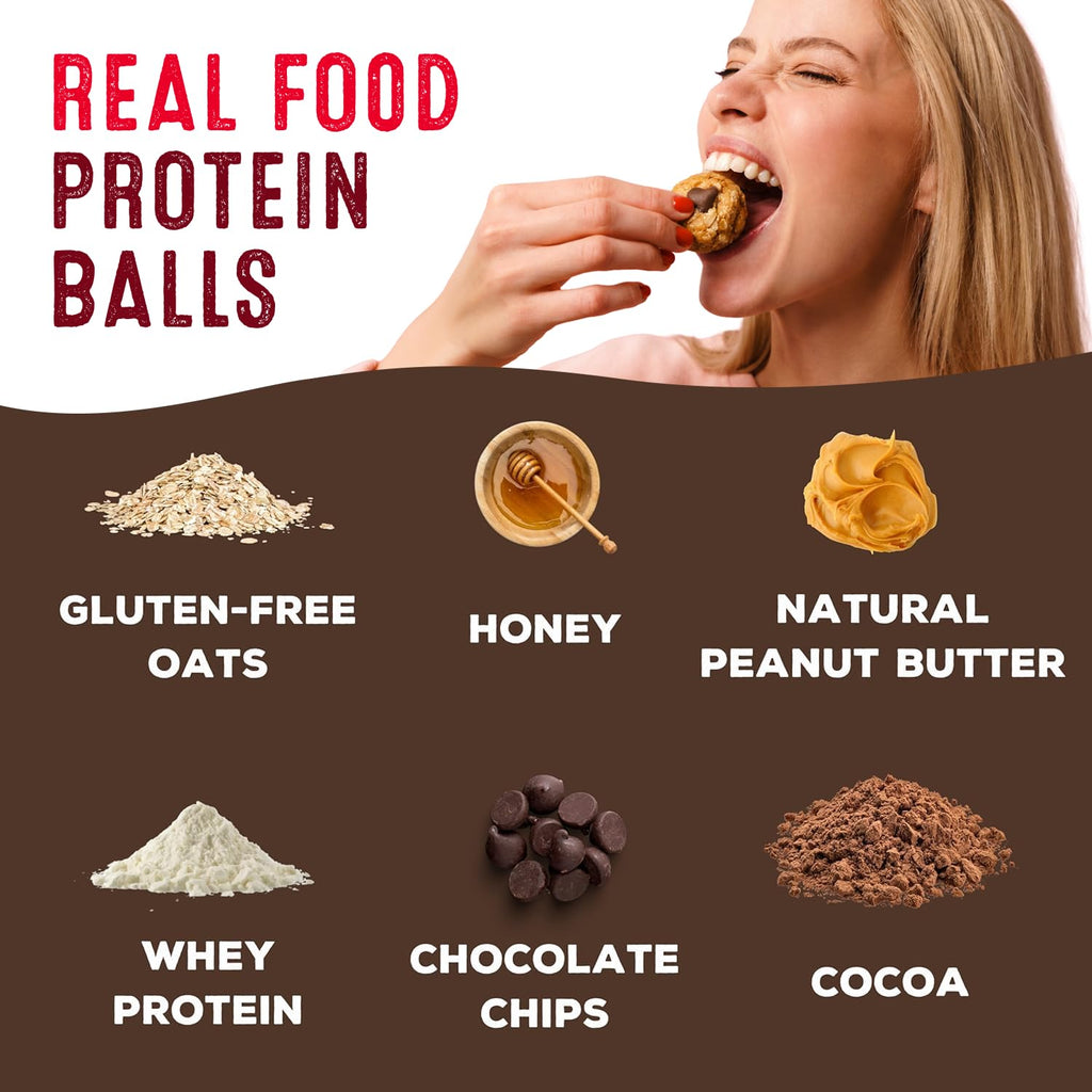 simplyFUEL Whole-Food Protein Balls (Brownie Blast) - 8 g High-Protein, Gluten-Free, Healthy Snack for Adults & Kids - 9.6 oz