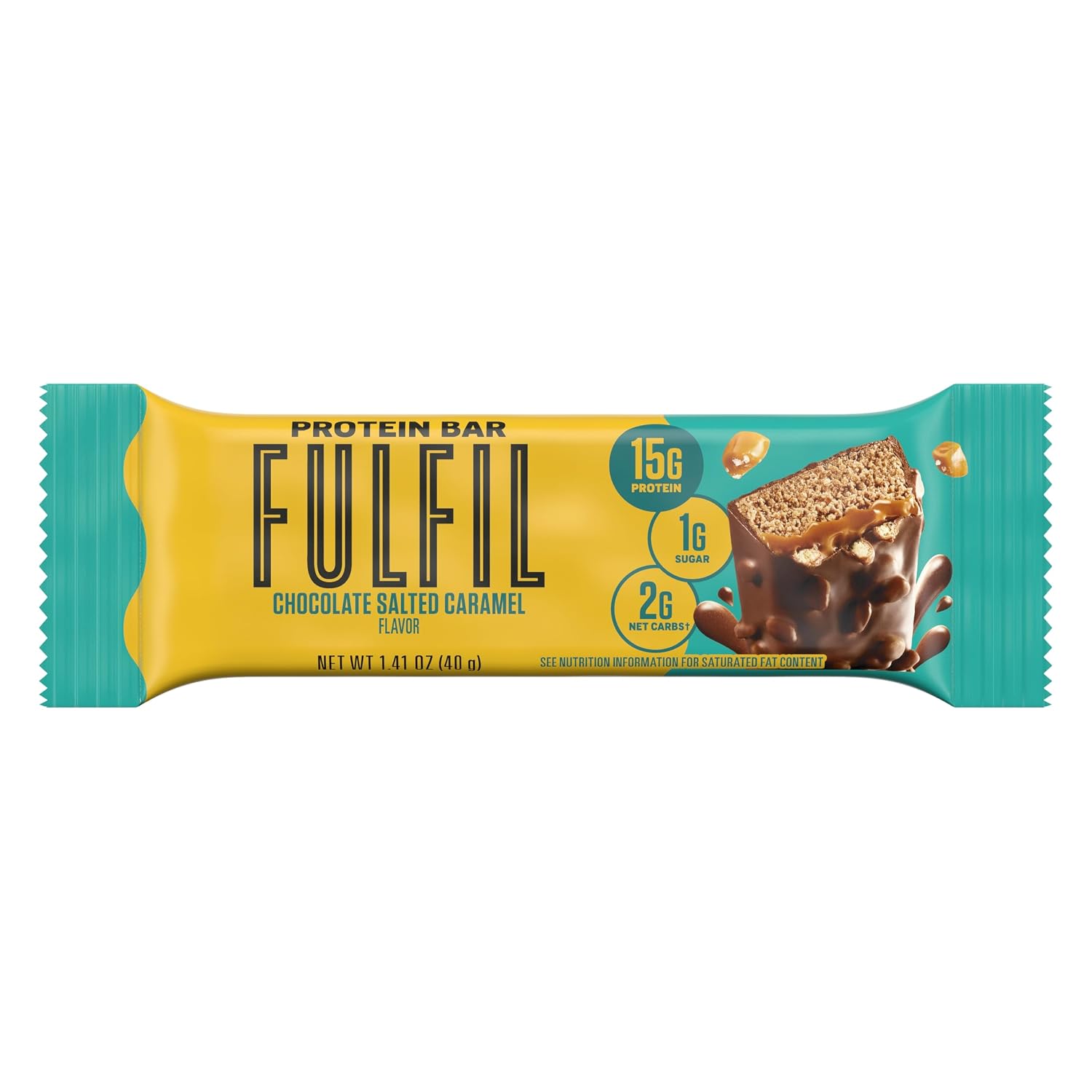FULFIL Chocolate Salted Caramel Protein Bars, 15g Protein, 12 ct | Gluten Free with 15g Protein, Pantry Staples