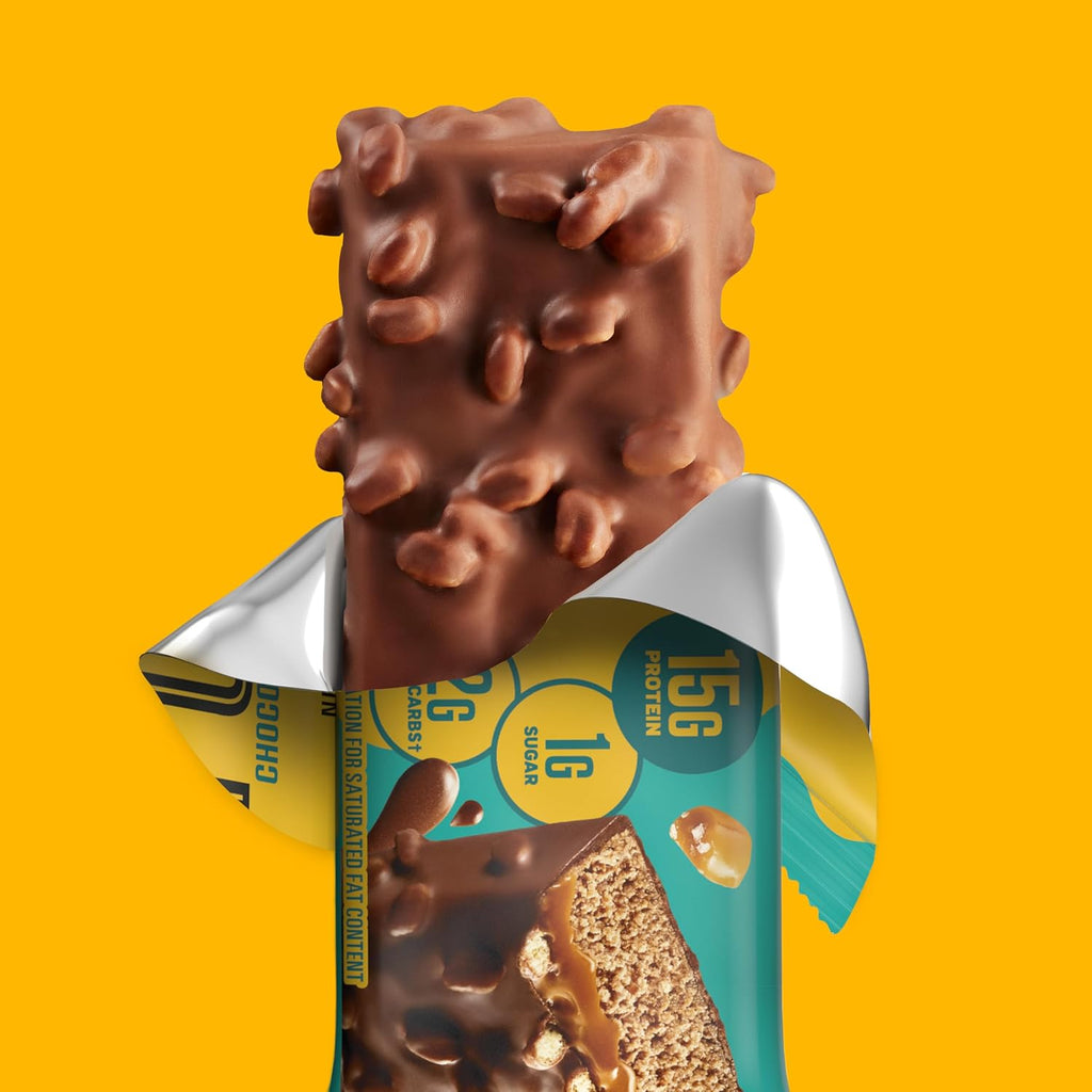 FULFIL Chocolate Salted Caramel Protein Bars, 15g Protein, 12 ct | Gluten Free with 15g Protein, Pantry Staples