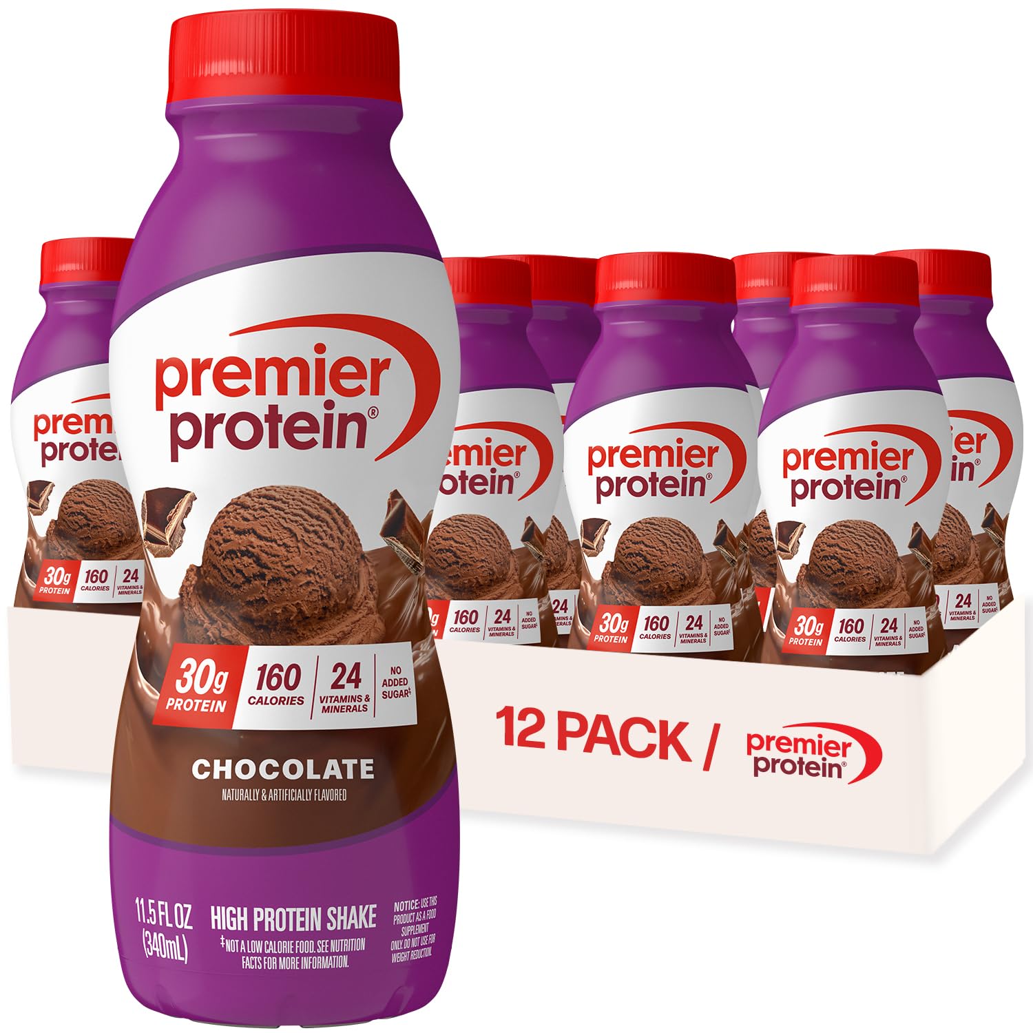 Premier Protein 30g High Protein Shake, Caramel, 12 Pack | 160 Calories, 24 Vitamins & Minerals, No Added Sugar, Supports Muscle Health, Gluten-Free, 11.5 oz