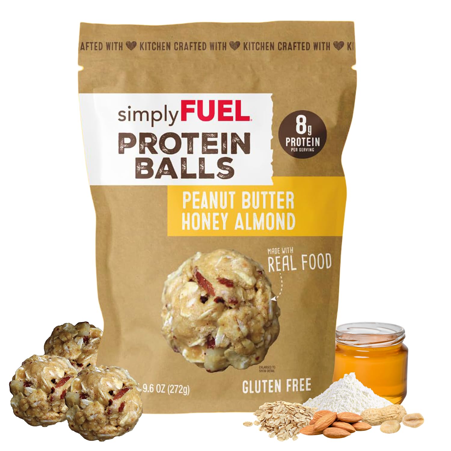 simplyFUEL Whole-Food Protein Balls (Brownie Blast) - 8 g High-Protein, Gluten-Free, Healthy Snack for Adults & Kids - 9.6 oz