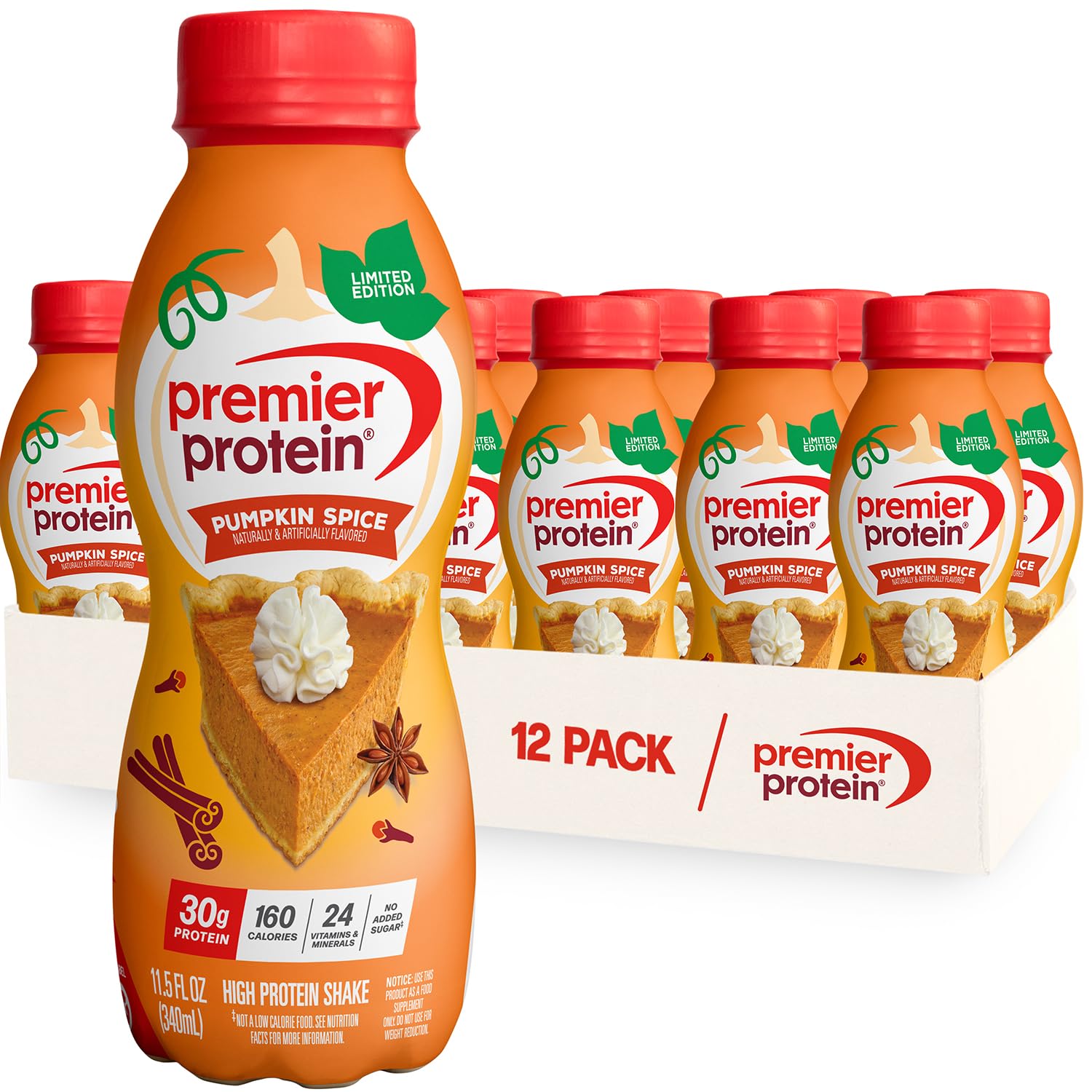 Premier Protein 30g High Protein Shake, Caramel, 12 Pack | 160 Calories, 24 Vitamins & Minerals, No Added Sugar, Supports Muscle Health, Gluten-Free, 11.5 oz
