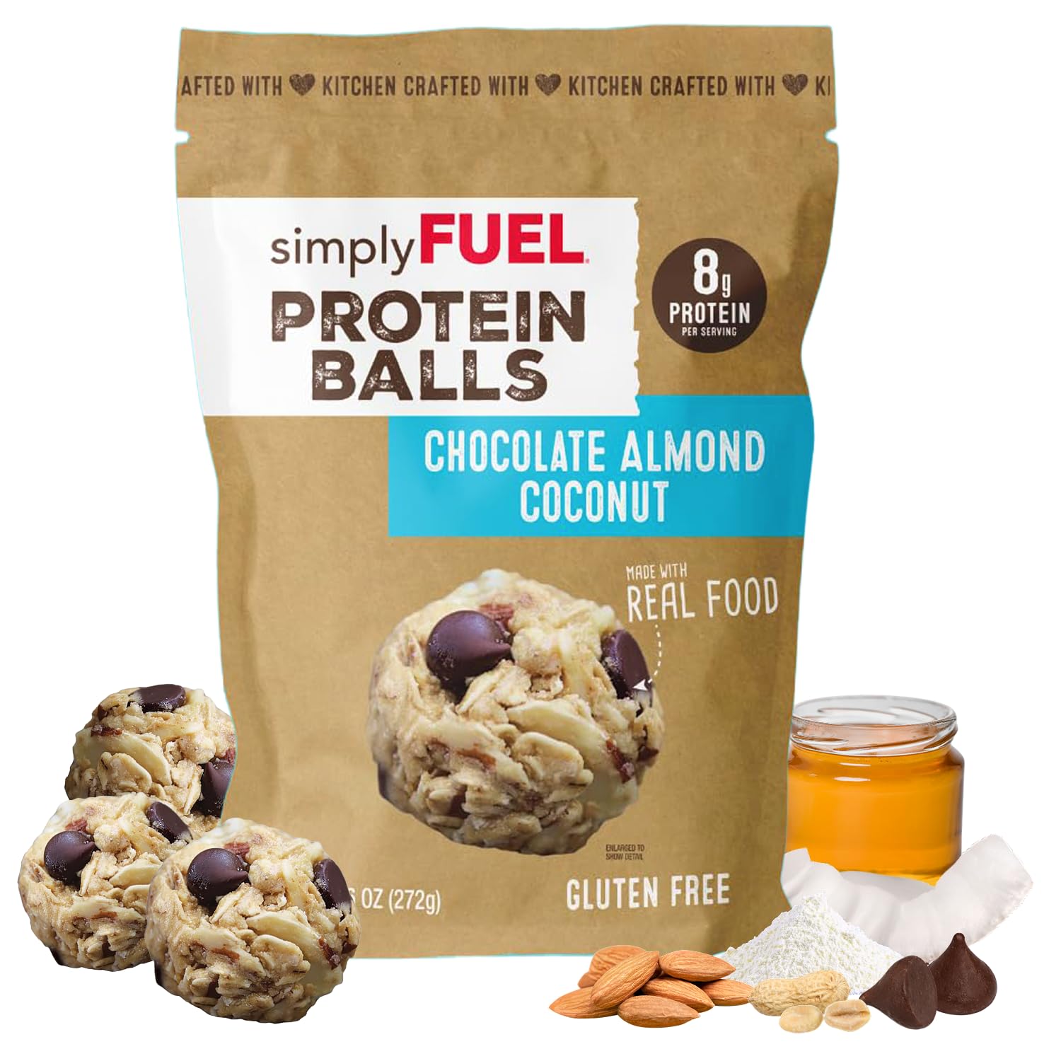simplyFUEL Whole-Food Protein Balls (Brownie Blast) - 8 g High-Protein, Gluten-Free, Healthy Snack for Adults & Kids - 9.6 oz