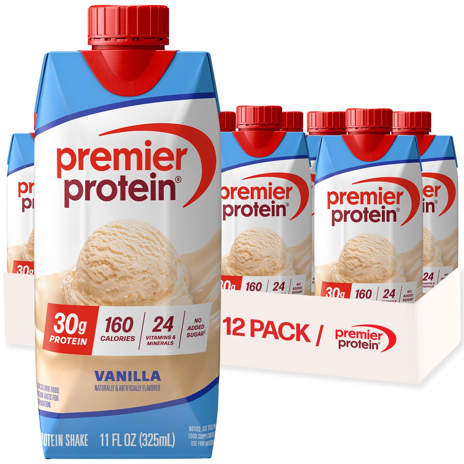 Premier Protein 30g High Protein Shake, Bananas & Cream, 4 Pack | 160 Calories, 24 Vitamins & Minerals, No Added Sugar, Supports Muscle Health, Gluten-Free, 11 oz