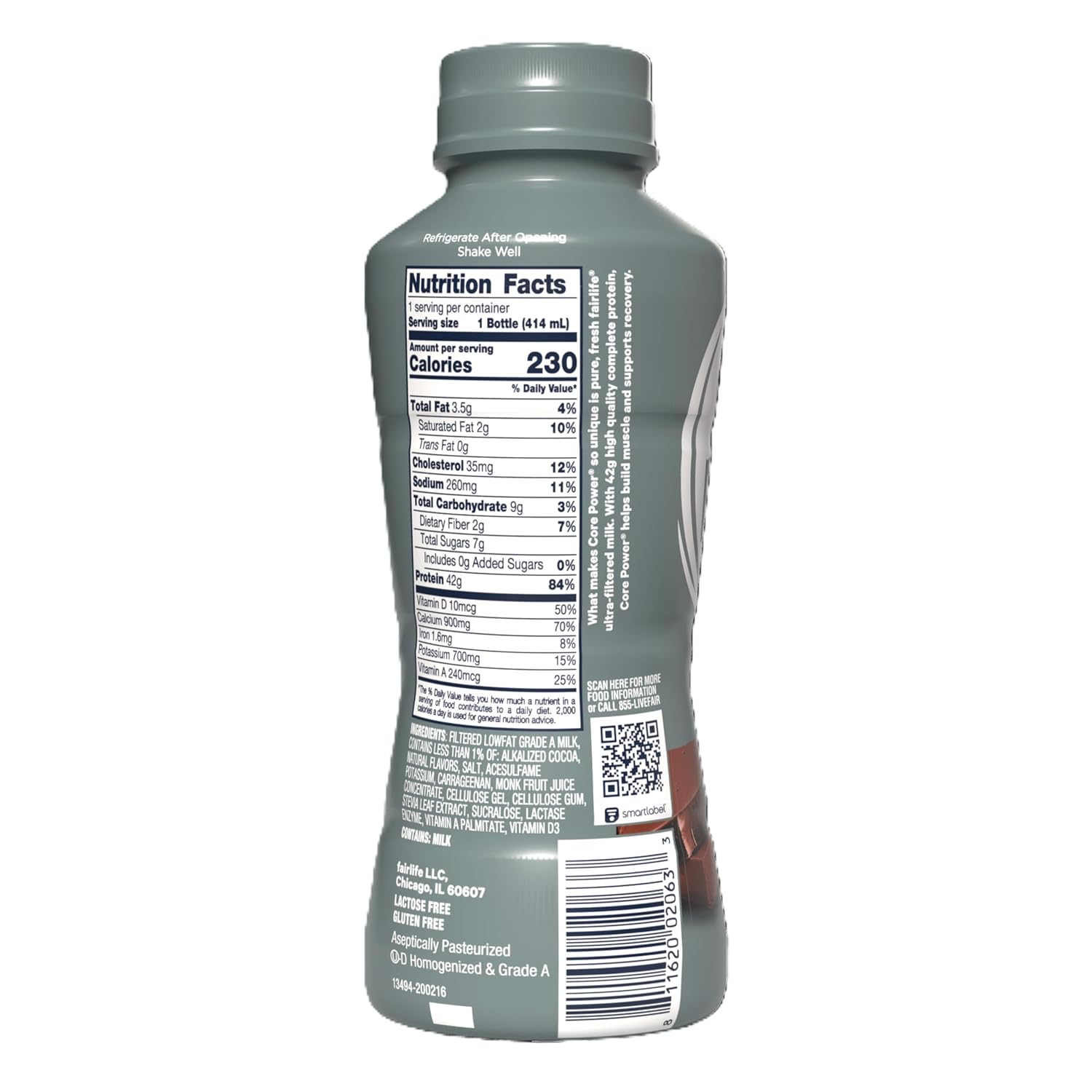 Core Power Elite High Protein Shake, Chocolate, 42g Bottle, 14oz, 12 Pack