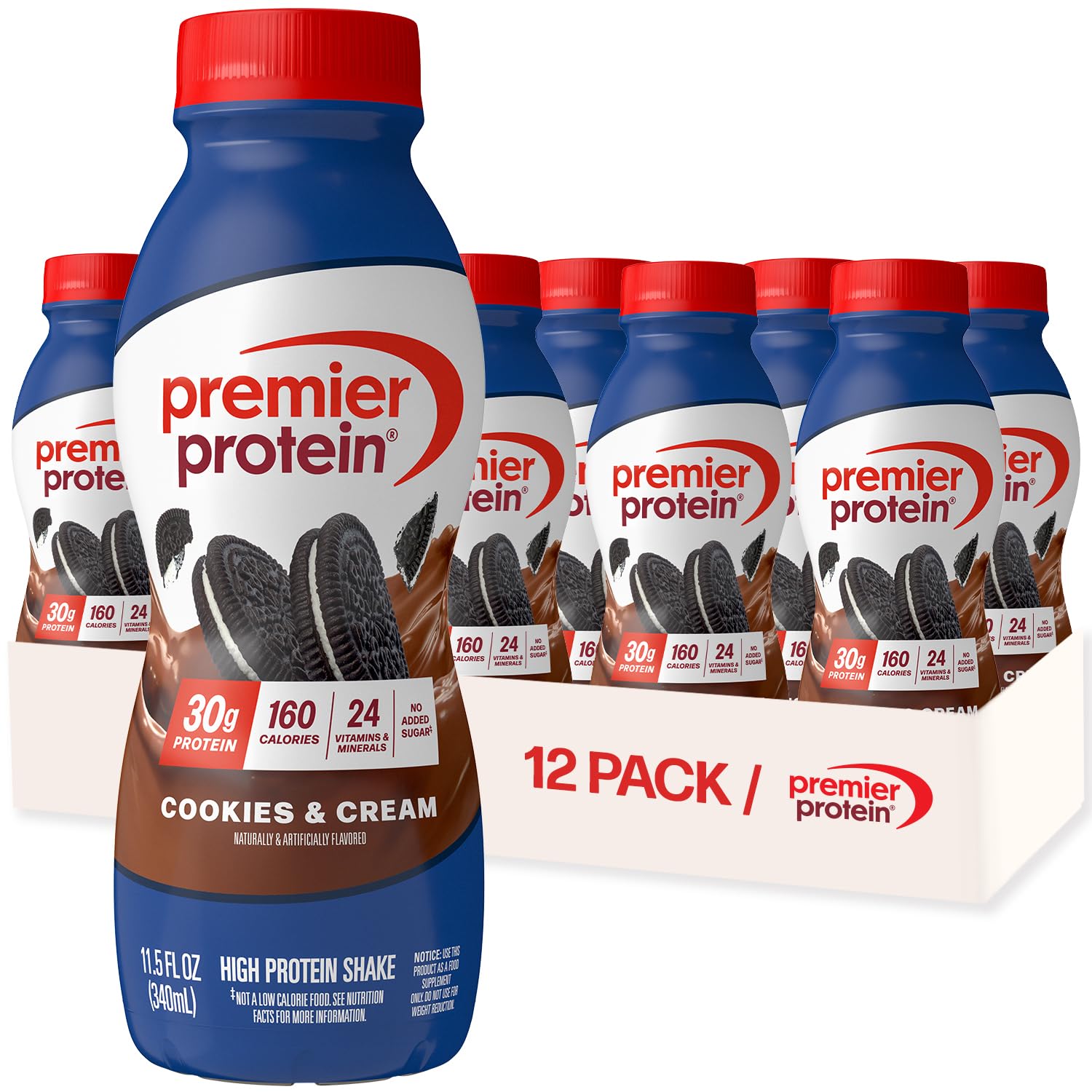 Premier Protein 30g High Protein Shake, Caramel, 12 Pack | 160 Calories, 24 Vitamins & Minerals, No Added Sugar, Supports Muscle Health, Gluten-Free, 11.5 oz