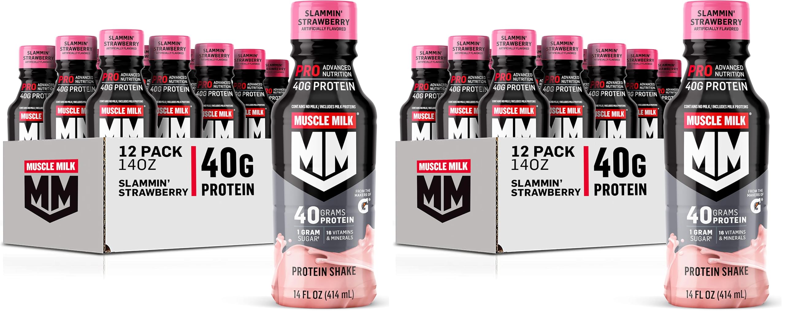 Muscle Milk Pro Advanced Nutrition Protein Shake, Intense Vanilla, 14 Fl Oz Bottle, 12 Pack, 40g Protein, 1g Sugar, 16 Vitamins & Minerals, 6g Fiber, Workout Recovery, Packaging May Vary