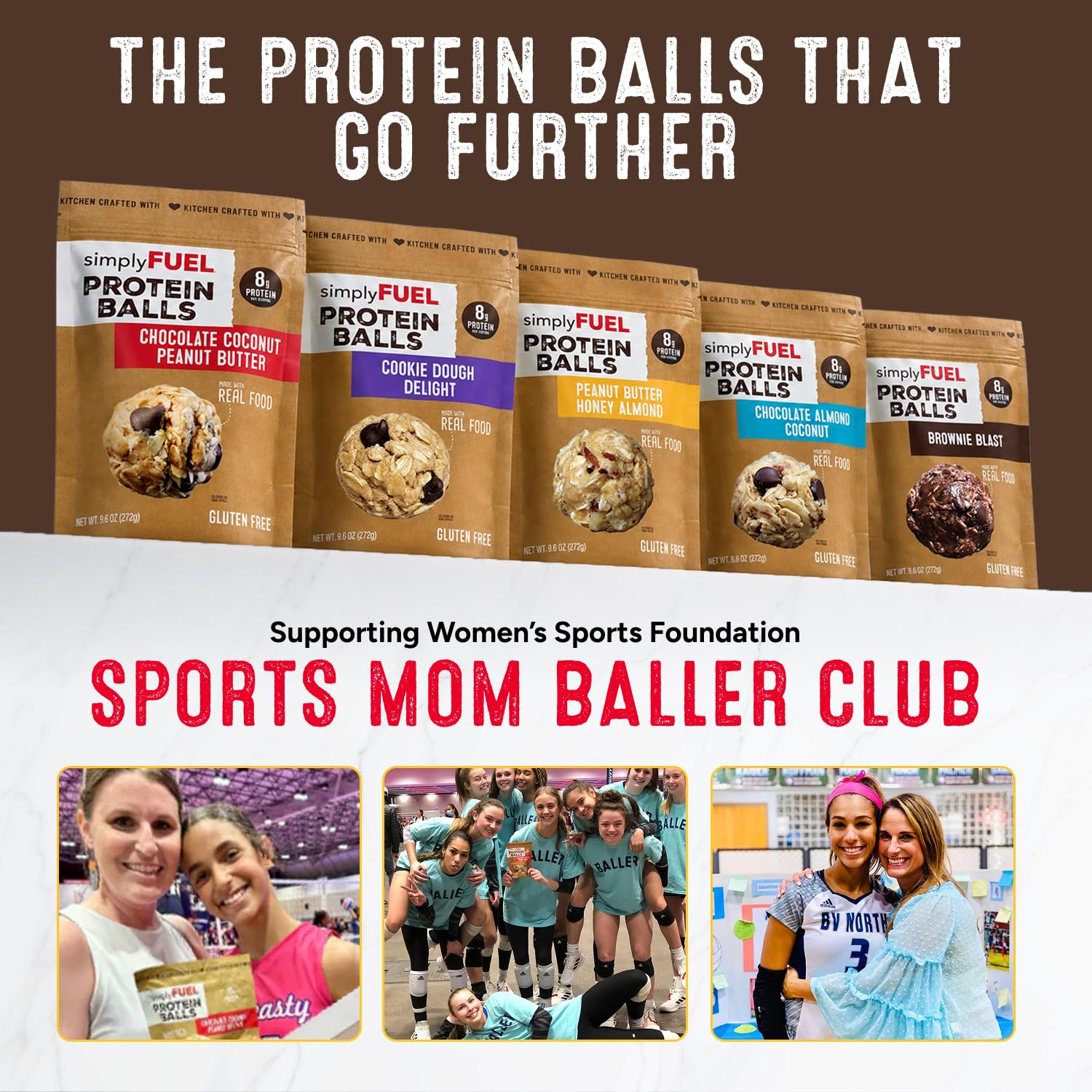 simplyFUEL Whole-Food Protein Balls (Brownie Blast) - 8 g High-Protein, Gluten-Free, Healthy Snack for Adults & Kids - 9.6 oz