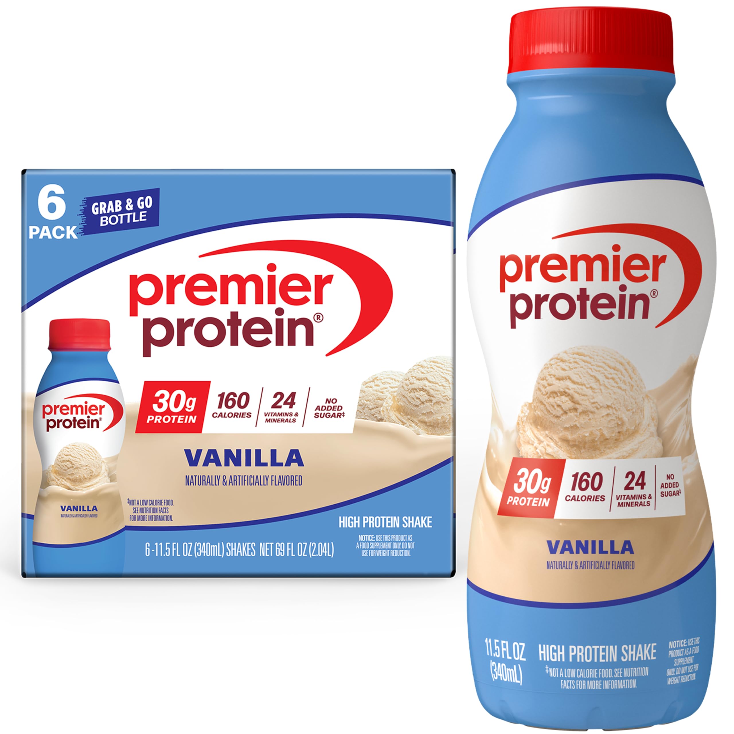 Premier Protein 30g High Protein Shake, Caramel, 12 Pack | 160 Calories, 24 Vitamins & Minerals, No Added Sugar, Supports Muscle Health, Gluten-Free, 11.5 oz