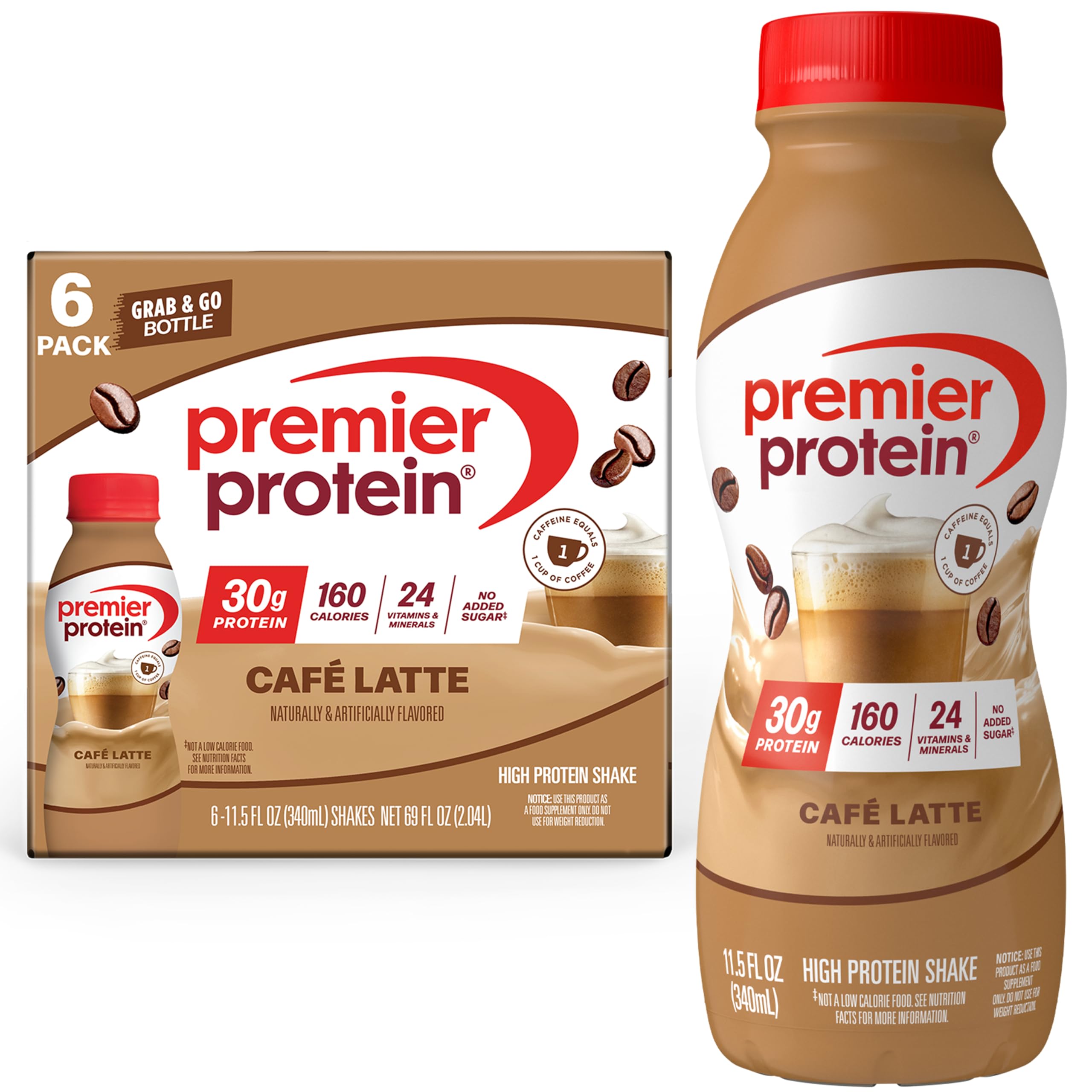 Premier Protein 30g High Protein Shake, Caramel, 12 Pack | 160 Calories, 24 Vitamins & Minerals, No Added Sugar, Supports Muscle Health, Gluten-Free, 11.5 oz