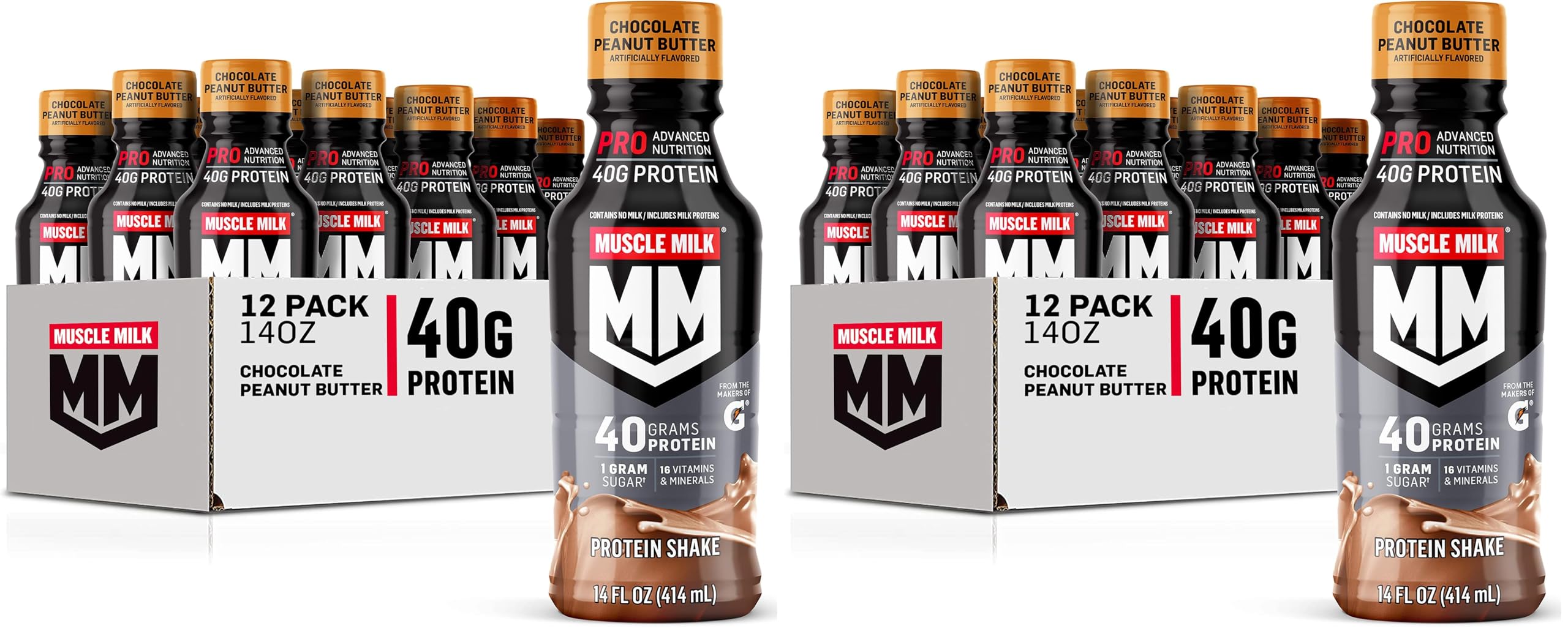 Muscle Milk Pro Advanced Nutrition Protein Shake, Intense Vanilla, 14 Fl Oz Bottle, 12 Pack, 40g Protein, 1g Sugar, 16 Vitamins & Minerals, 6g Fiber, Workout Recovery, Packaging May Vary